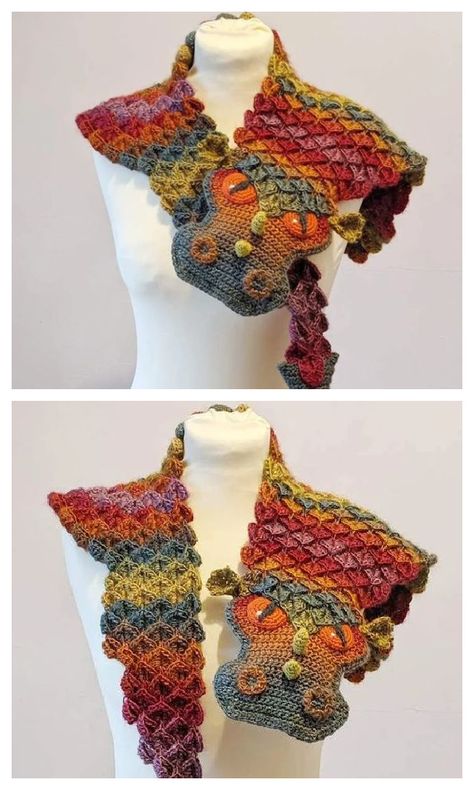 Dragon Scarf Crochet Pattern - Crochet & Knitting Dragon Scarf Crochet, Crochet Dragon Shawl Free Pattern, Dragon Stitch Crochet, Dragon Scarf Crochet Pattern, Fae Crochet Pattern, Crochet Dragon Shawl, Crochet Dragon Scarf Pattern Free, Crochet Dragon Hat Free Pattern, Dragon Shawl Crochet Pattern