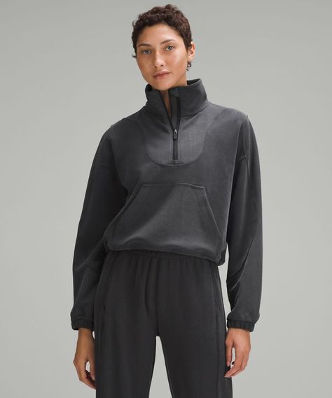 Brushed Softstreme Ribbed Half Zip | lululemon Hong Kong SAR Lululemon Softstreme, Yoga Accessories, Women Hoodies Sweatshirts, Zip Sweatshirt, Leggings Shop, Travel Outfit, Outerwear Women, Half Zip, Black Sweaters