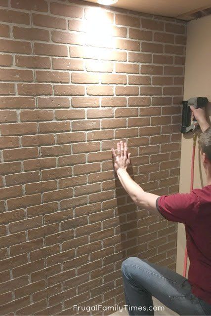 How to Make a DIY Faux Brick Wall Look Real Brick Paneling Ideas, Faux Paneling, Brick Veneer Panels, Brick Wall Panels, Fake Brick Wall, Diy Faux Brick Wall, Friends Room, Diy Brick Wall, Faux Brick Backsplash