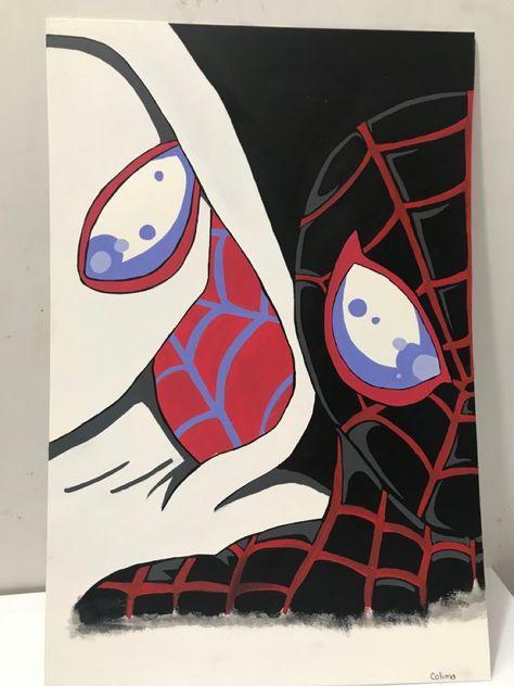 #spiderman #painting #marvel Spiderman Paintings Easy, Spiderman Drawing Painting, Spiderman Across The Spider Verse Canvas Painting, Spiderman Couple Painting, Miles Morales Spiderman Painting, Black Spiderman Painting, Poster Board Drawing Ideas, Spiderman Easy Sketch, Cool Spiderman Drawings