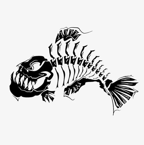 Ikan Air Tawar, Fish Skeleton, Skeleton Tattoos, Silhouette Tattoos, Fishing Decals, Arte Punk, Cartoon Fish, Fish Drawings, Silhouette Stencil