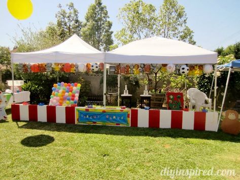 Carnival Booths, Circus Party Decorations, Diy Carnival, Circus Carnival Party, Carnival Decorations, Circus Theme Party, Carnival Themed Party, Kids Themed Birthday Parties, Carnival Theme