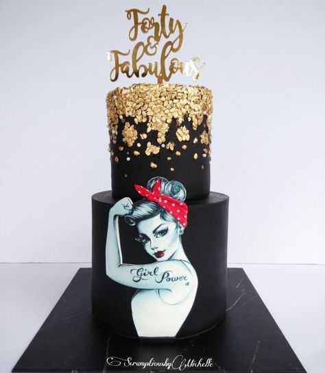 Forty & Fabulous by Michelle Chan Fun 40th Birthday Cake, Classy Cakes For Women, Cool Cake Ideas Birthdays, 40th Birthday Cake Ideas For Women Turning 40, 40 Th Birthday Cakes, 40th Bday Cake For Women, 40 And Fabulous Cake, Classy Cake, Birthday Cakes For Boys