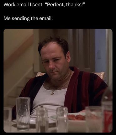 Email I sent: Perfect, thanks! Me sending the email: tony soprano Christopher Sopranos, Sopranos Poster, Christopher Moltisanti, James Gandolfini, Tony Soprano, Daily Mood, Hbo Series, Martin Scorsese, Graphic Design Fun