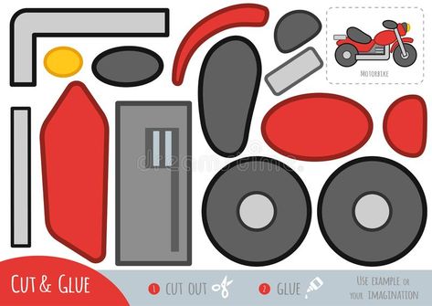 Education Paper Game for Children, Motorbike Stock Vector - Illustration of child, bike: 168306100 Diy Baby Room Decor, Felt Toys Patterns, Cut And Glue, Scrapbook Boys, Wool Felt Projects, Game For Children, Cool Paper Crafts, Fabric Patterns Design, Paper Games