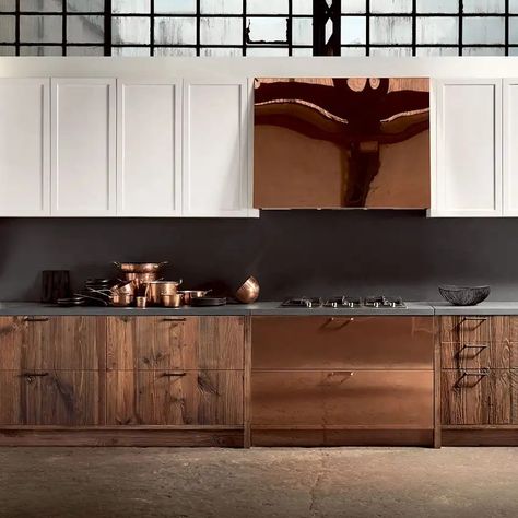 Kitchen 2022, Copper Kitchen Accessories, Wall Cupboards, London Interior, Integrated Appliances, Casa Container, Copper Kitchen, Kitchen Worktop, Kitchen Marble