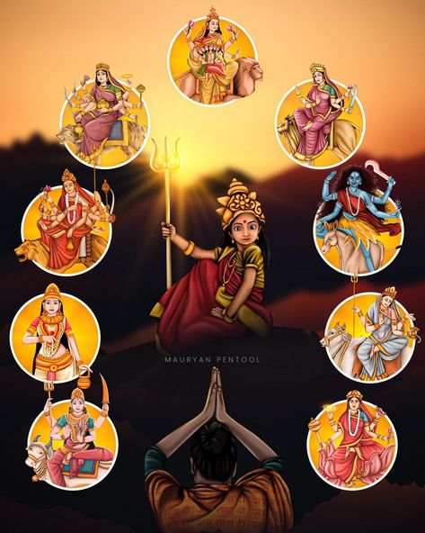 NAVARATRI 9 Durga Maa, Navaratri Images, Best Hd Background, Religious Wallpaper, Kali Statue, Maa Durga Photo, Durga Ji, Nature Logo Design, Durga Painting