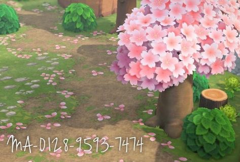 Acnh Path, Natural Path, Cherry Blossom Petals, Animal Crossing Guide, Spring Animals, Path Design, Animal Crossing Wild World, Island Theme, Qr Codes Animal Crossing