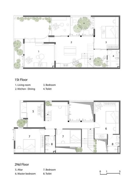 A-House / IZ Architects | ArchDaily Narrow House Plans, 2bhk House Plan, Compact House, Courtyard House Plans, Plan House, Concept Model, Minimal House, Suburban House, Villa Plan