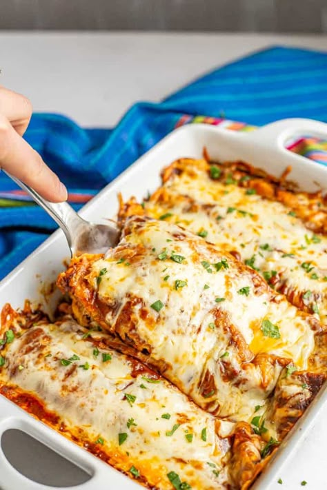 Sweet Potato Black Bean Enchiladas, Sweet Potato Black Bean, Authentic Mexican Recipes, Black Bean Enchiladas, Vegetarian Enchiladas, Bean Enchiladas, Food On The Table, Sweet Potato Black Beans, Tasty Vegetarian Recipes