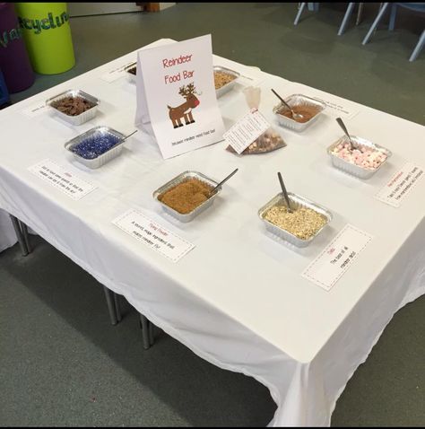 Our Reindeer Food Bar, a variety of goodies favoured by reindeers :) Reindeer Food Bar, Food School, Teachers Room, School Fair, Dream Classroom, Sped Classroom, Teacher Board, Advent Activities, Holiday Club