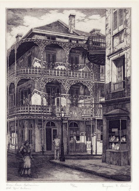 Iron Lace Balconies, Old New Orleans | 64 Parishes Old New Orleans, New Orleans Map, New Orleans Architecture, New Orleans History, Louisiana Travel, Louisiana Purchase, New Orleans French Quarter, Red Light District, Southern Gothic