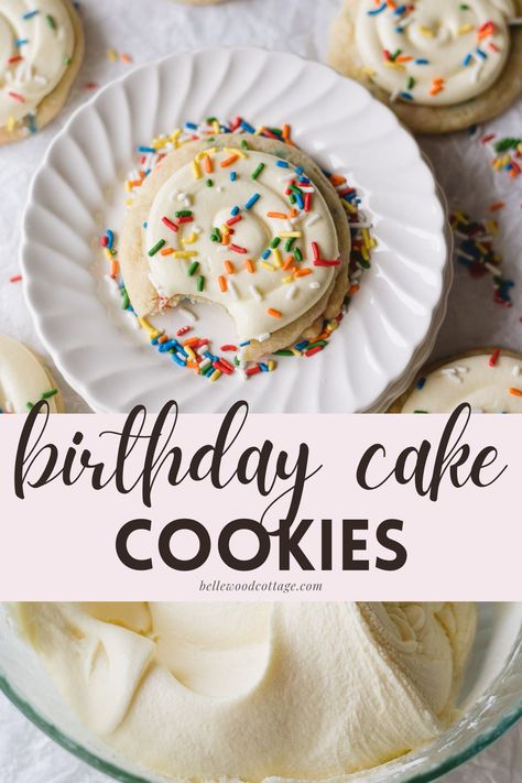 These Crumbl Birthday Cookies start with large cake batter cookies packed with sprinkles. They are topped with a rich cream cheese frosting and sprinkles. An easy Crumbl copycat recipe! Crumble Cookie Copycat Recipe Valentines, Crumbl Copycat, Butter Cake Cookies, Birthday Cake Cookies, Cake Batter Cookies, Crumbl Cookies, Large Cake, Holiday Cookie Exchange, Cookie Cake Birthday