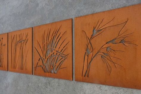 Embrace the beauty of Australian grasses through innovative laser cut projects. Explore how these designs can enhance garden aesthetics while providing functional solutions like fencing or decorative screens. Australian Grasses, Laser Cut Projects, Laser Cut Screens, Cnc Design, Laser Cut Metal, Decorative Screens, Corten Steel, Metal Panels, Lasercut Design