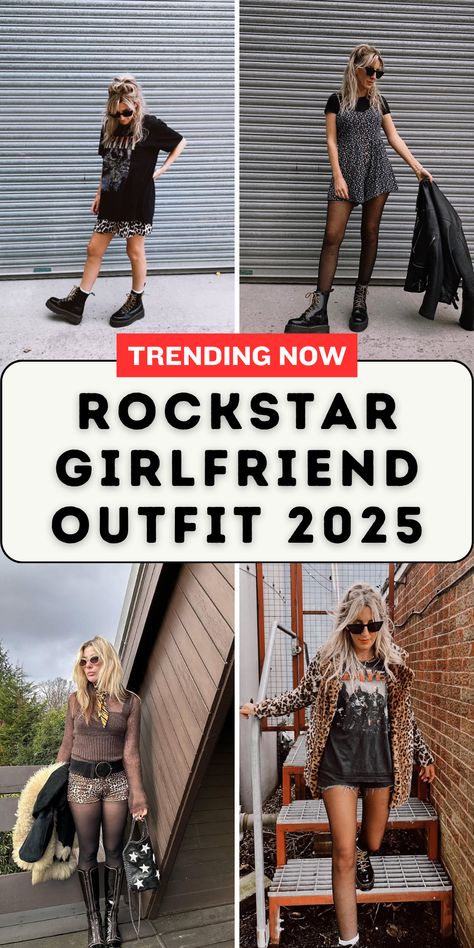 Rock the rockstar girlfriend outfit 2025 with summer casual pieces like summer shorts and a mini skirt. Want a formal version? Try a black dress with elegant accessories. This style is ideal for school, autumn, or even winter with a leather jacket. Inspired by anos 90, it's perfect for black women, those wearing hijab, and fans of shein fashion. Rockstar Girlfriend Outfit, Casual Pieces, Wearing Hijab, Shein Fashion, Rockstar Girlfriend, Purple Tones, 90s Inspired, Summer Night, Night Looks