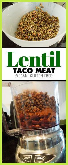 Easy lentil taco meat - great plant based protein dinner recipe Lentil Meat, Lentil Taco Meat, Resep Vegan, Protein Dinner Recipes, Lentil Tacos, Protein Dinner, Taco Pizza, Resep Diet, Healthy Gluten Free Recipes