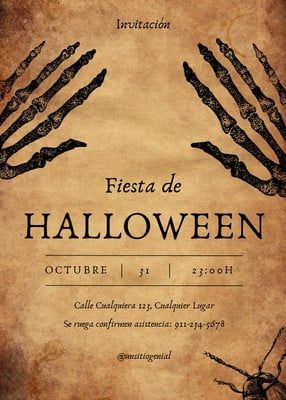 Use this customizable Invitación Fiesta Halloween antigua naranja negro template and find more professional designs from Canva. Fiesta Halloween, Halloween Invitation, Halloween Invitations, Halloween Party, Halloween