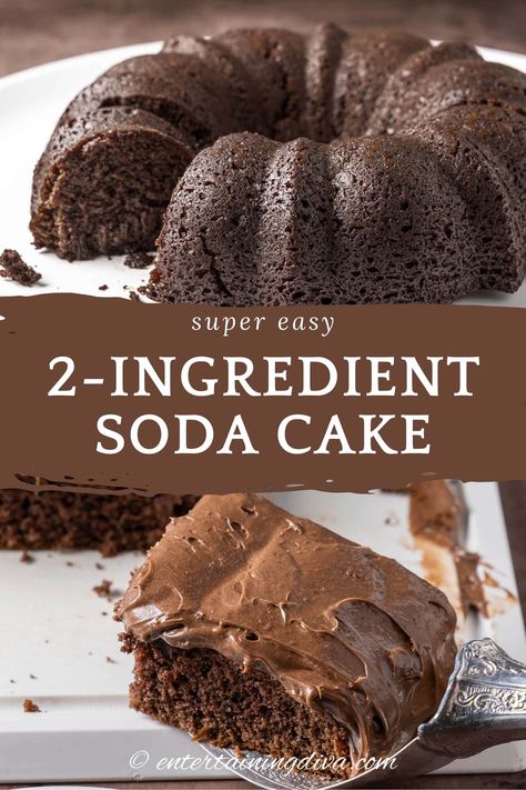 Super Easy 2-Ingredient Soda Cake | Party Desserts Weight Watchers 2 Ingredient Cake, Box Cake And Soda Recipes, Diet Soda Cake Weight Watchers, Cake And Soda Recipe, Simple Box Cake Recipes, Pepsi Cake Recipe, Cake Mix Soda Recipes, Garbage Can Cake Recipe, Sprite Cake 3 Ingredients