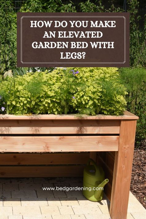 "Transform your gardening experience with this DIY elevated garden bed! Learn how to create a raised planter with legs for easy access and a stylish touch to your outdoor space. 🌱 #Gardening #DIY" Porch Raised Garden Bed, High Planters Raised Beds, Raised Garden Bed On Legs Diy, Diy Above Ground Garden Raised Beds, Moveable Garden Boxes, Raised Beds From Pallets, Waist High Raised Garden Beds Diy, Diy Elevated Garden Bed, Homemade Raised Garden Beds