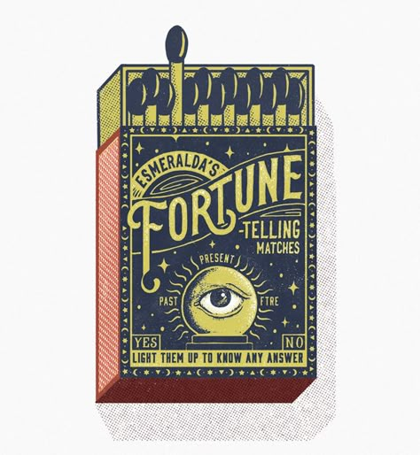 João Neves: Vintage matchbox design » Good Illustration Blog Matchbox Design, Matchbook Art, Matchbox Art, Vintage Packaging, Halloween Vintage, Fortune Telling, Fortune Teller, Vintage Lettering, Poster Retro