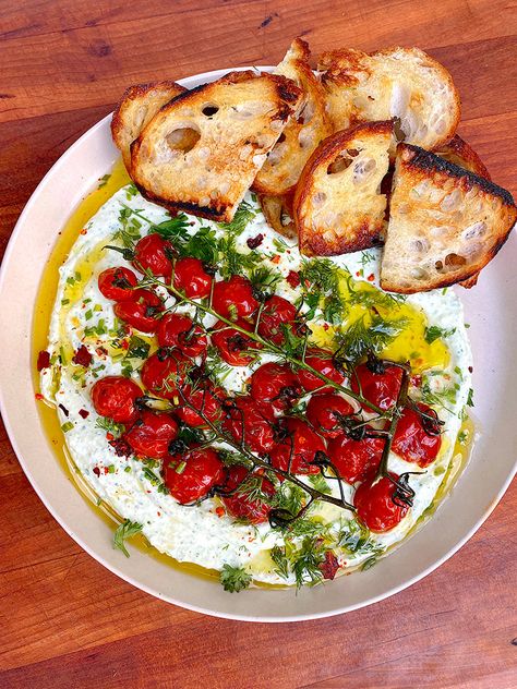 Tomato Confit, Whipped Feta, White Wine, Feta, Tomatoes, Bread, Cheese, Wine, Fan