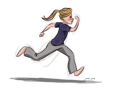 Digital running Girl sketch. By Yenthe Joline. Woman Running Drawing Reference, Running Side View Drawing, Girl Running Drawing, Running Drawing, Running Illustration, Side View Drawing, Running Pose, Running Girl, Female Face Drawing