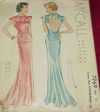 Mccall 7969, Formal Evening Wear, Historic Clothing, 1930s Fashion, Historical Clothing, Vintage Sewing, Dream Wardrobe, Evening Wear, Evening Dress