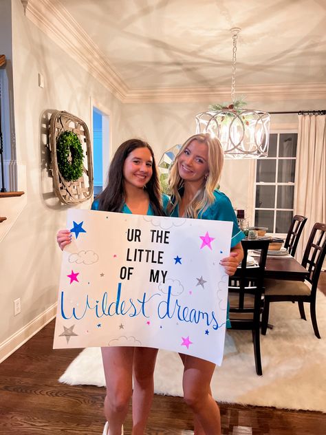 #big #little #sisterhood #rushweek #signforlittles #taylorswift Big Sis Lil Sis Poster Ideas, Little Reveal Poster, Cute Big Little Themes, Taylor Swift Big Little Reveal, Big Little Poster, Big Little Themes, Big Proposal, Ibiza Outfit, Big/little Baskets