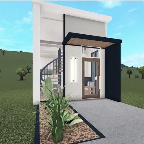 Bloxburg House Builds, Tiny Loft, Roblox Bloxburg House Ideas, Loft House Design, Modern Tropical House, Small House Layout, Modern Small House Design, Tiny House Layout, Modern Entrance