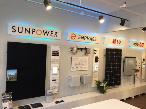 Showroom - Solar Rising Solar Energy Design, Solar Design, Stall Designs, Office Furniture Design, Architectural House Plans, Solar House, Solar Technology, Solar Pv, Showroom Design