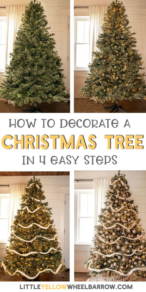 Rustic Christmas Tree Ideas, Christmas Tree Decorating Tips, Decorate A Christmas Tree, First Christmas Together Ornament, White Christmas Tree Ideas, Live Christmas Trees, Simple Tree, Real Christmas Tree, Christmas Tree Inspiration