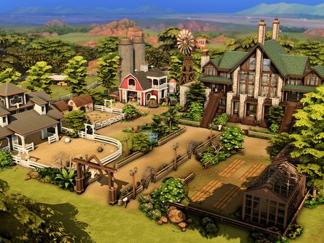 Sims 4 Horse Ranch Cc, Sims 4 Horse Ranch, Sims 4 Cottage, Lotes The Sims 4, Modern Ranch House, The Sims 4 Lots, Sims 4 Family, Farm Layout, Sims 4 House Plans