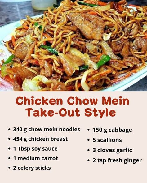 Recipes Tips | Chicken Chow Mein Take-Out Style  | Facebook Recipes With Chinese Noodles, Pork Chow Mein Recipe Easy, Plain Chow Mein Recipe, Mock Chow Mein, Chinese Chicken Chow Mein Recipe, Chow Mein Recipe Easy, Pork Chow Mein Recipe, Best Chow Mein Recipe, Chow Mein Recipes