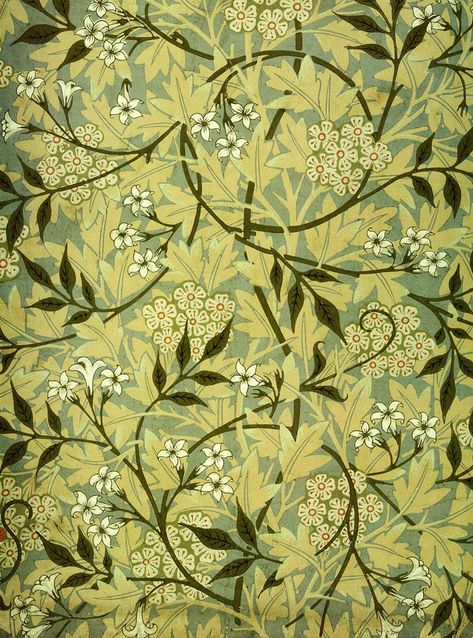 William Morris - Jasmine wallpaper William Morris Wallpaper, Victoria And Albert, Victoria And Albert Museum, William Morris, Block Print, Creative Art, Vintage World Maps, Carpet, House Design