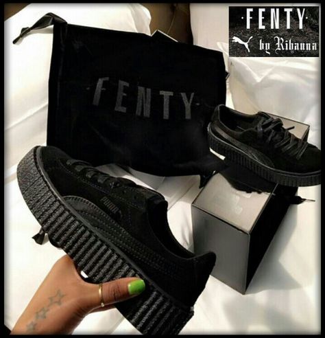 Fenty Puma by Rihanna Men's Velvet Creeper Sneakers, Aesthetic Puma Shoes, Puma X Fenty Shoes, Fenty Puma Creepers, Velvet Creepers, Rihanna Puma, Rihanna Fenty Puma, Fenty Puma, Puma Platform Sneakers, Girly Shoes