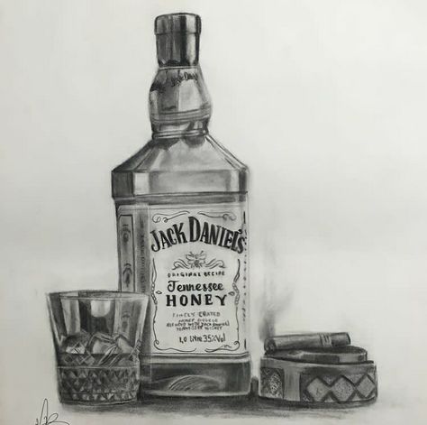 Glass Of Whiskey Drawing, Drinking Drawing Alcoholic, Whisky Drawing, Whiskey Bottle Drawing, Whiskey Drawing, Drinking Drawing, Wine Bottle Drawing, Coffee Cup Tattoo, Still Life Sketch