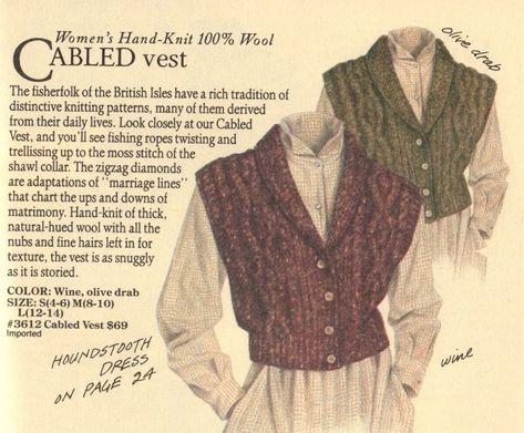 Banana Republic Vintage, Vintage Fashion Catalog, Vintage Banana Republic, Abandoned Republic, Historical Knitting, Fashion Vest, Woman Sweater, Historic Clothing, Vintage Knitting Patterns