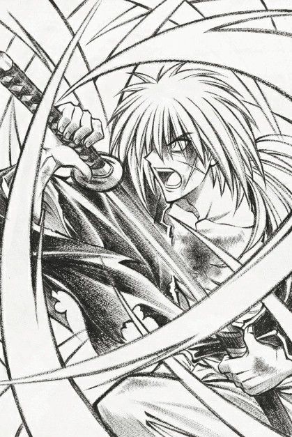 Rurouni Kenshin Drawing, Rurouni Kenshin Tattoo, Kenshin Himura Manga, Kenshin Tattoo, Rurouni Kenshin Manga, Kenshin Le Vagabond, Chibi Dog, Kenshin Anime, Rurôni Kenshin