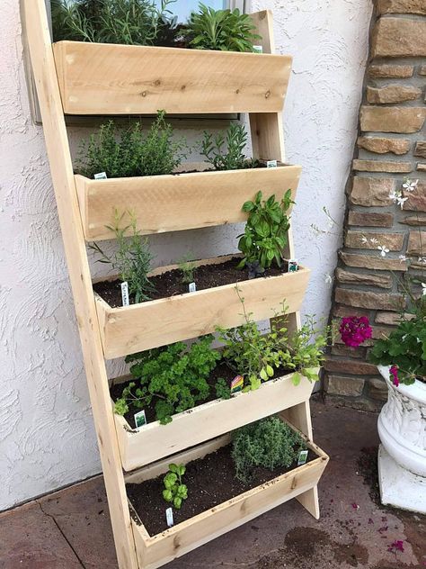 Check out this item in my Etsy shop https://www.etsy.com/listing/604817249/5-vertical-cedar-ladder-planter Ladder Planter, Vertical Garden Indoor, Vertical Garden Design, Vertical Vegetable Garden, Vertical Herb Garden, Vertical Garden Diy, Planter Design, Garden Types, Pallet Garden