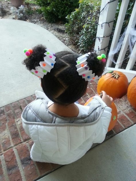 Cupcake Space Buns, Cupcake Buns Hairstyle, Cupcake Crazy Hair Day, Cupcake Hair, Cupcake Hair Buns, How To Do Cupcake Hair Buns, Crazy Hair Cupcake Buns, Wacky Hair Days, Wacky Hair