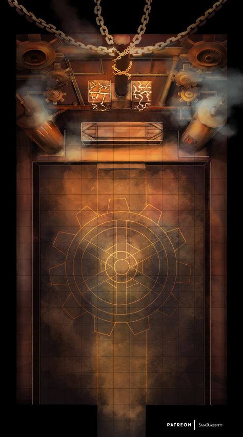 Dnd Throne Room, Blacksmith Battlemap, Dnd Steampunk Battle Map, Dnd Shrine Map, Dnd Steampunk Map, Steampunk Battlemap, The Heist, Fantasy City Map, Dnd World Map