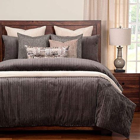 TRP 6 Piece Down Comforter Set Full, Luxury Contemporary Solid Grey Striped Durable Fluffy Plush Warm Soft Cozy Comfy Medium Weight Fill Down Alternative Microfiber Bedding Luxury Duvet Sets, Bedding Stores, Make Your Bed, California King, Bed Duvet Covers, Duvet Sets, Comforters Cozy, Duvet Cover Set, Bed Sizes