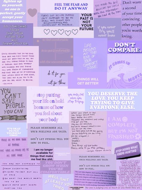 Motivational Quotes Positive Purple, Purple Quotes Aesthetic Positive, Purple Inspiration Quotes, Notion Images, Quote Collage, Printable Wall Collage, Purple Quotes, Beautiful Butterfly Pictures, Printable Wall Art Quotes