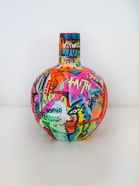 ABSTRACT VASE Cermamic art Sculpture Human by Jojoe* at RadiciVoLove - SOLD 2015 - LOCATION: Australia Graffiti Ceramics, Graffiti Pottery, Graffiti Sculpture, Creative Vase Ideas, Painted Objects, Graffiti Design Ideas, Abstract Vase, Vase Art, Abstract Ceramics