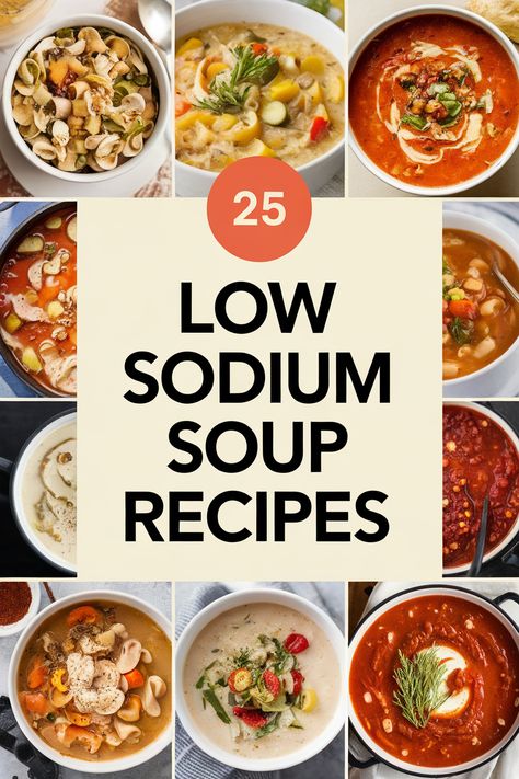 Get ready for cozy evenings with 25 low sodium fall soups that are warm, comforting, and bursting with flavor.  From hearty stews to creamy pumpkin soups, these recipes are perfect for chilly nights.  Explore low sodium soup ideas that are sure to satisfy your cravings.  Enjoy healthy low sodium soups that are perfect for the season. Kidney Friendly Soup Recipes, Renal Diet Soup Recipes, Healthy Low Sodium Soups, Low Salt Soups, Low Sodium Soups And Stews, Low Sodium Soup Recipe, Low Sodium Chicken Noodle Soup, Low Sodium Soup Recipes, Soups For Fall