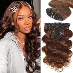 LUMIERE Human Hair Clip In Extensions Medium Brown Seamless Clip Ins Body Wave Clip In Extensions Black Women Double Wefts 8 Pcs With 20 Clips 120gram #4 24 Inch Clip In Extensions Black Women, Extensions Black Women, Hair Clip In Extensions, Human Hair Clip Ins, Honey Brown, Clip In Extensions, Medium Brown, Body Wave, Clip Ins