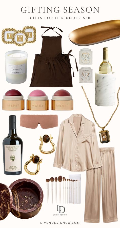 Gifting Season 2024 | Gifts for Her Under $50 — LIVEN DESIGN Gifts For Trendy Women, Gifts For Her Under $100, Gifts For $50, Gift List For Women, Luxury Gifts For Mom, Gifts For Women Under 50 Dollars, Bougie Gifts For Her, Christmas Wishlist 2024 Ideas, Designer Gifts For Women