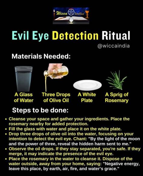 Herbs To Ward Off Evil, Evil Eye Cleanse, Evil Eye Oil Recipe, Herbal Knowledge, Potion Recipes, Spiritual Crafts, Protection Rituals, Herb Magic, Glass With Water