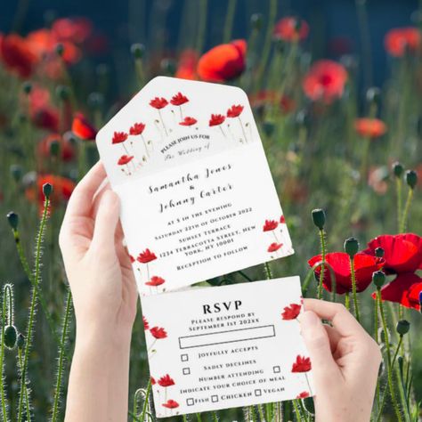 Poppies Watercolor, Wedding Invitations Elegant, Fish And Chicken, Flower Gift Ideas, Watercolour Flowers, Flowers Gifts, Floral Invitation, Free Birthday Invitations, Elegant Wedding Invitations