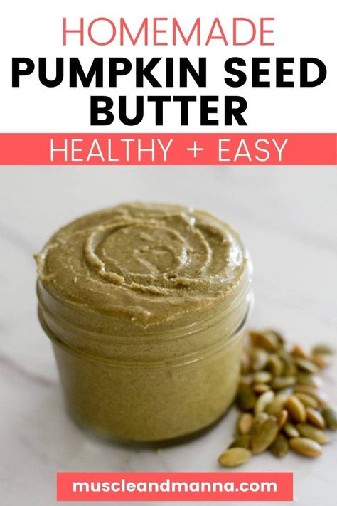 Homemade pumpkin seed butter is easy to make with roasted pepitas and offers a variety of health benefits. You will love this healthy pumpkin seed butter recipe and these great ideas on how to use pumpkin seed butter. #pumpkinseedbutter #nonutbutter #healthy Pumpkin Seed Butter Recipes, Roasted Pepitas, Veggie Meal Prep, Healthy Grocery Shopping, Pumpkin Seed Butter, Raw Pumpkin Seeds, Meal Prep Snacks, Healthy Nuts, Baking Substitutes